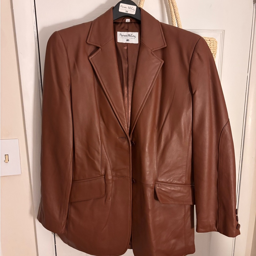 Mccoy Brown Leather Women's Blazer Jacket